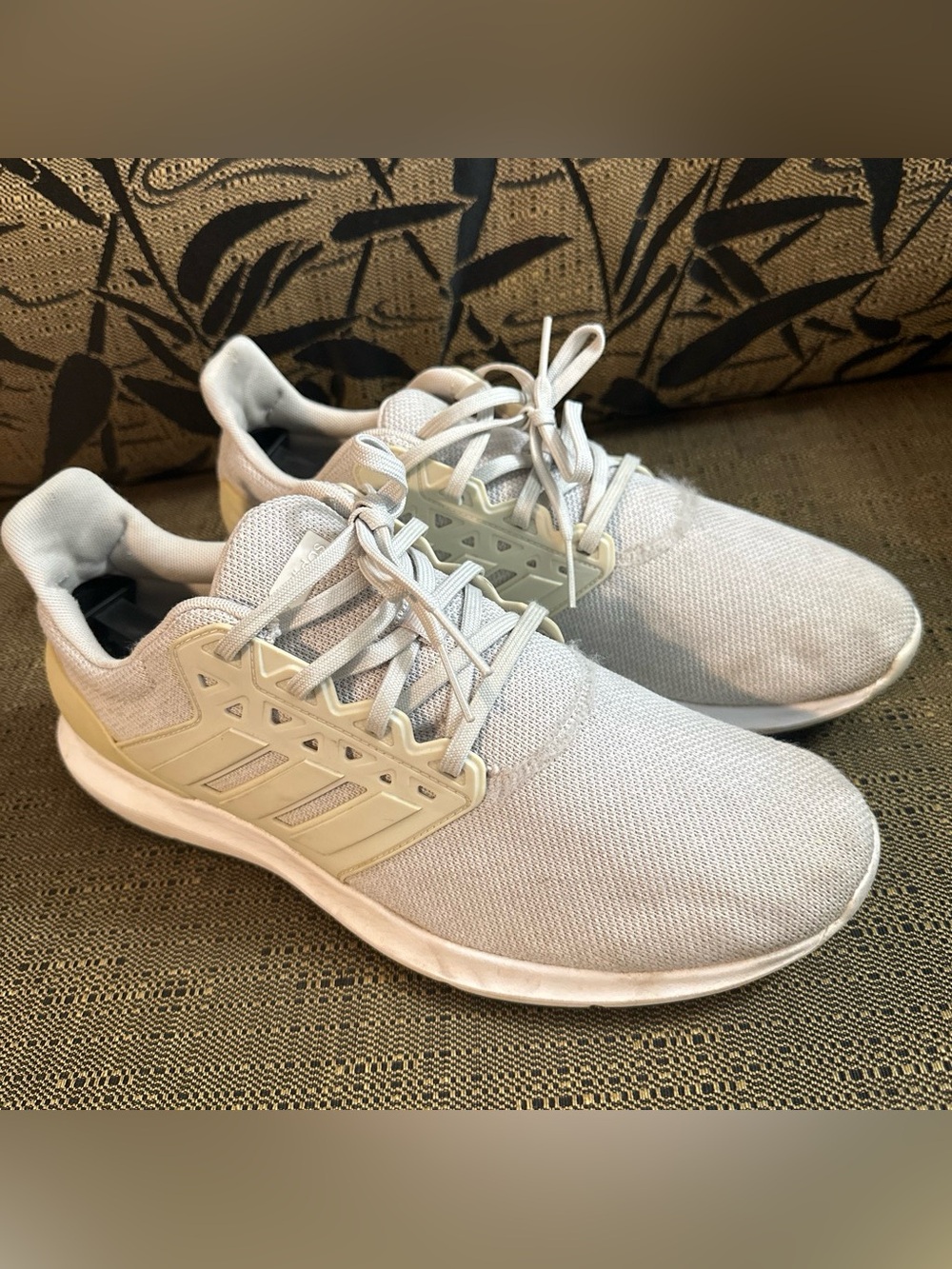 Adidas Men's Light Beige Knit Athletic Sneakers